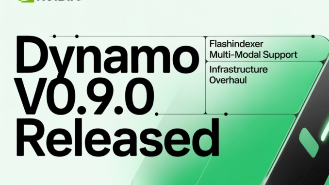NVIDIA Releases Dynamo v0.9.0: A Massive Infrastructure Overhaul Featuring FlashIndexer, Multi-Modal Support, and Removed NATS and ETCD
