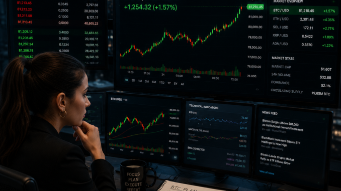 A trader analyzing Bitcoin